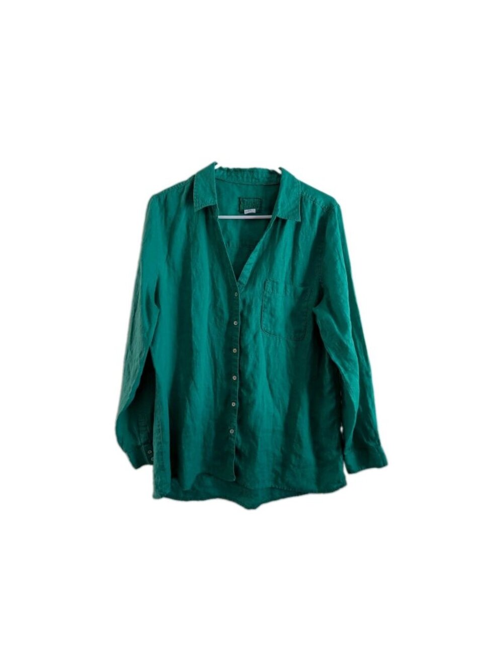Sigrid Olsen Women's Emerald Green 100% Linen Button Down Shirt Tunic Plus 2X